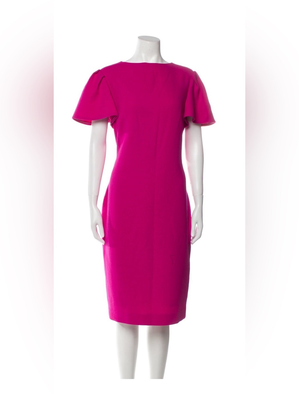 Brandon Maxwell Hot Pink Flutter-Sleeve Midi Dress